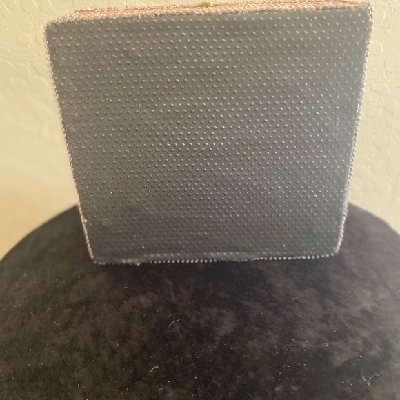 Rose Gold and Black Dress Box Purse with Black Handle, Mirror Inside - Picture 5 of 15